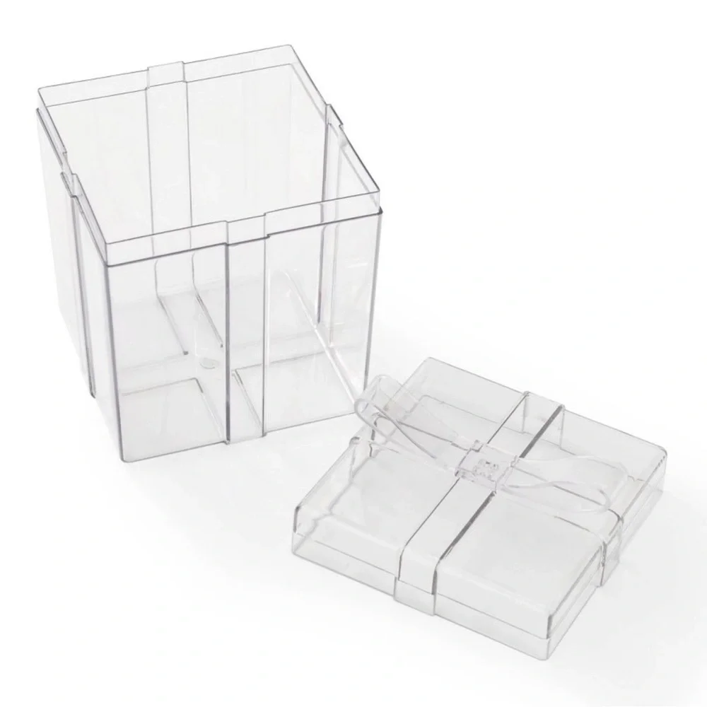 New Target Bullseye Clear Acrylic PRESENT GIFT BOX CONTAINER Fillable Bow Vessel